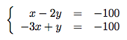 résolution de système d'équations à deux inconnues dans un problème